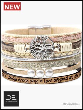 Tree of Life Boho Leather Wrap Bracelet, Inspirational Gift for Women Teen Girls